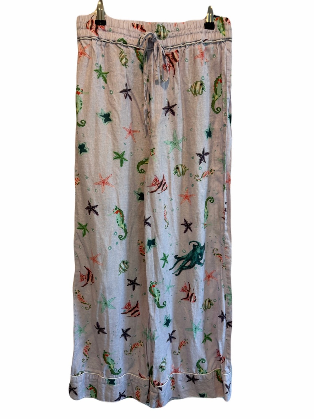 Hill House the Skylar Pant Sea Creatures Sleepwear Linen XS Purple